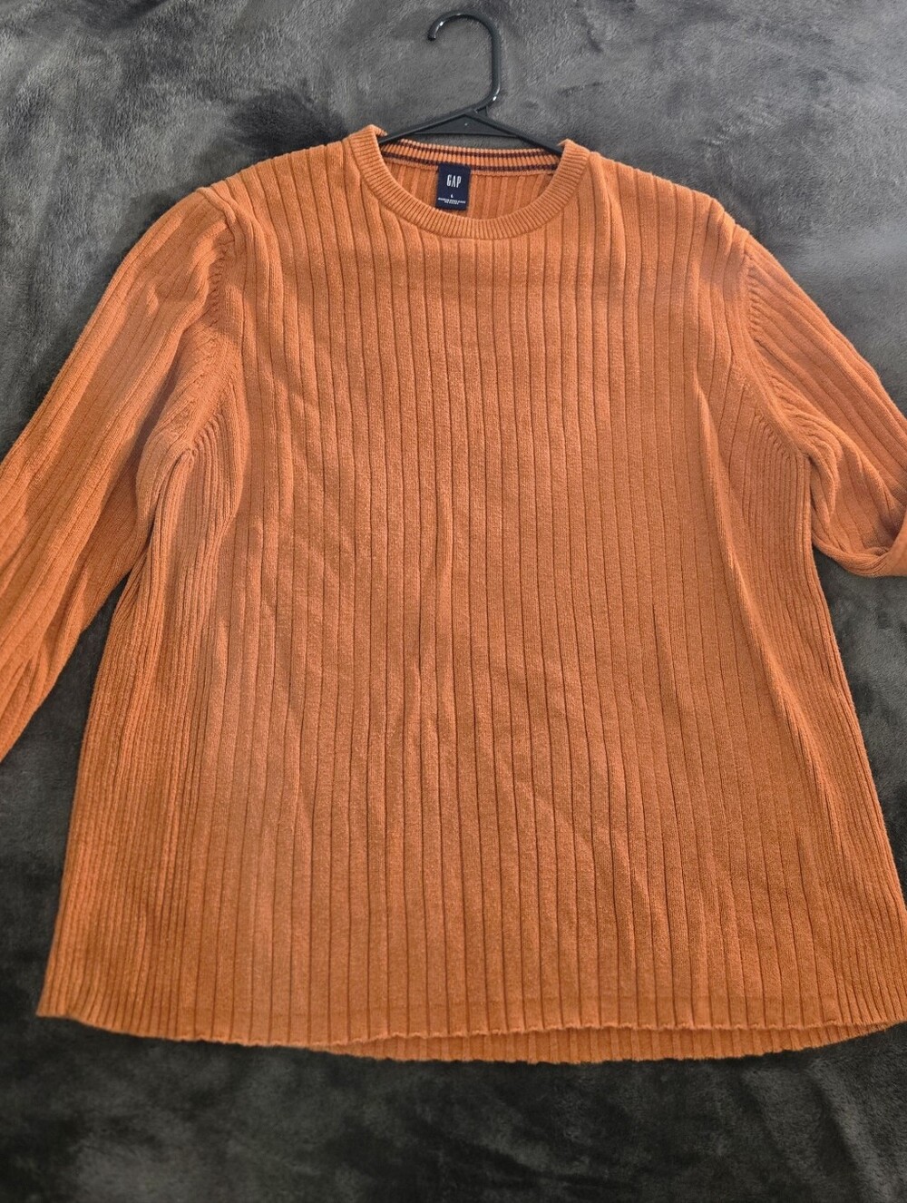 GAP Woman's Cozy Orange Ribbed Crewneck Sweater